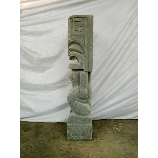 Tiki d'océanie statue en pierre volcanique de 1 m