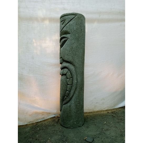 Tiki d'océanie statue en pierre volcanique jardin 1m