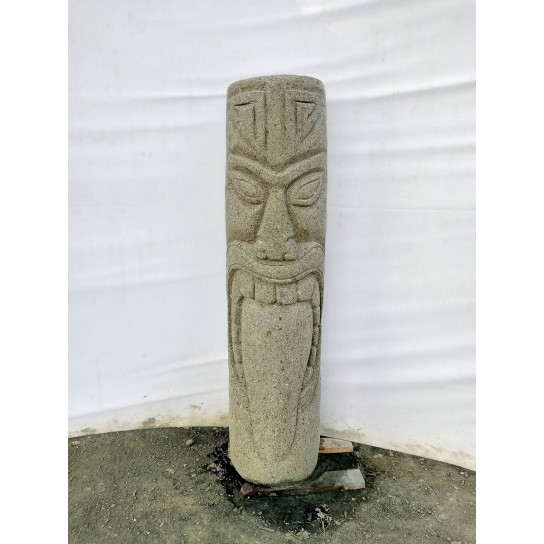 Tiki polynesien statue en pierre volcanique extérieur 1m