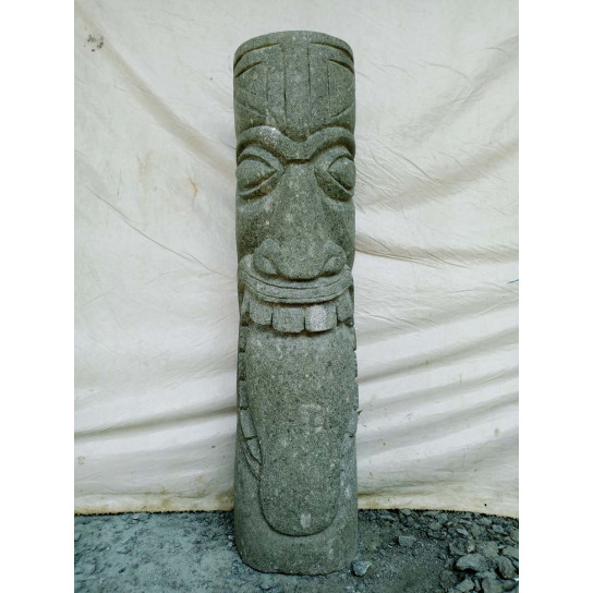 Tiki totem statue en pierre jardin 1m