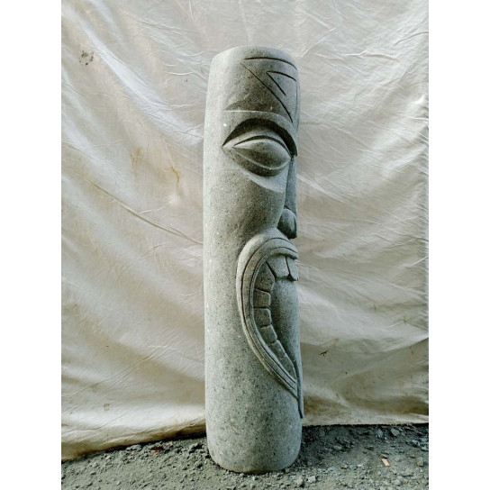 Tiki totem statue en pierre volcanique zen jardin 1m