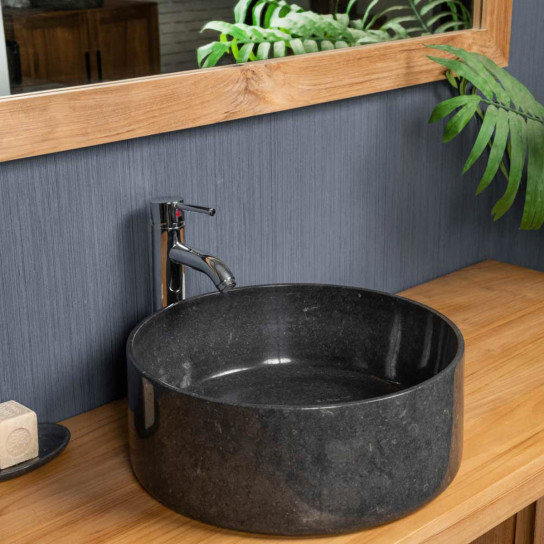 Ulysse large round black countertop sink 40 cm