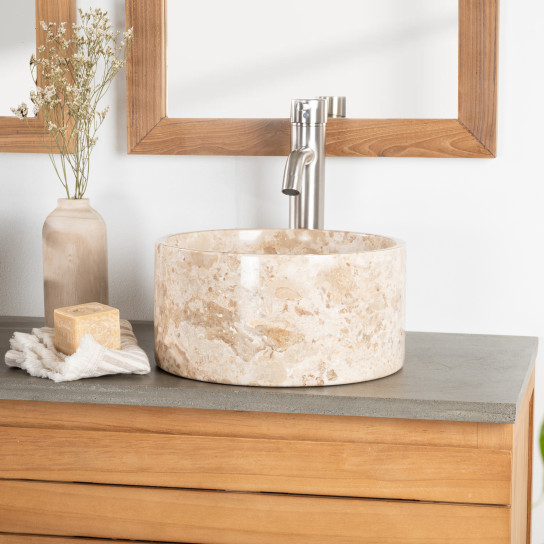 Ulysse round cream marble countertop bathroom sink 30 cm
