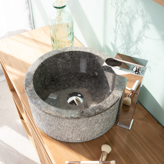 Vasque 35cm lave main salle de bain en marbre Elbe gris