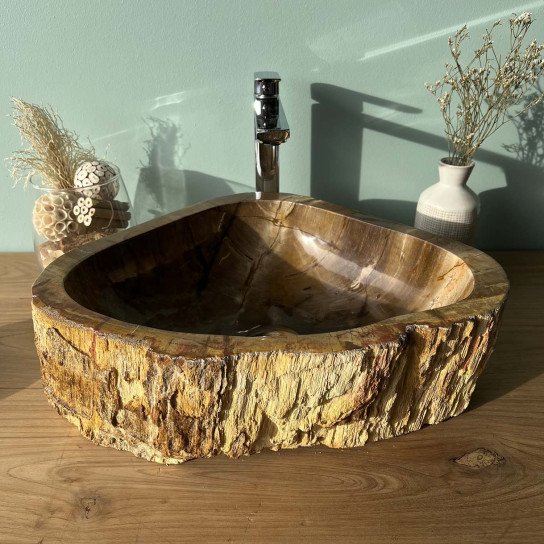 Vasque à poser en bois fossilisé 40 cm