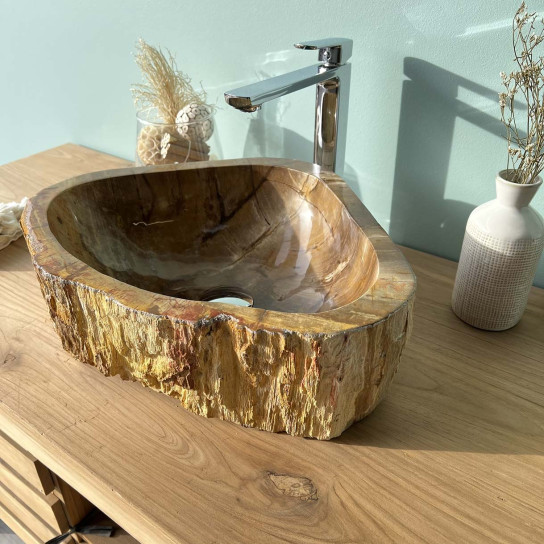 Vasque à poser en bois fossilisé 40 cm