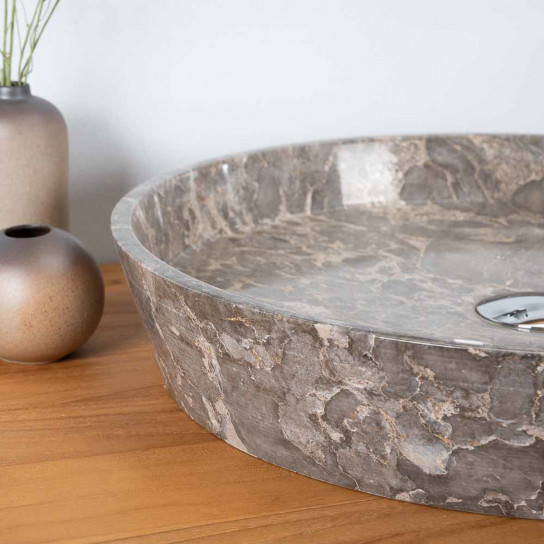 Vasque à poser en marbre pour salle de bain Malo gris 45cm