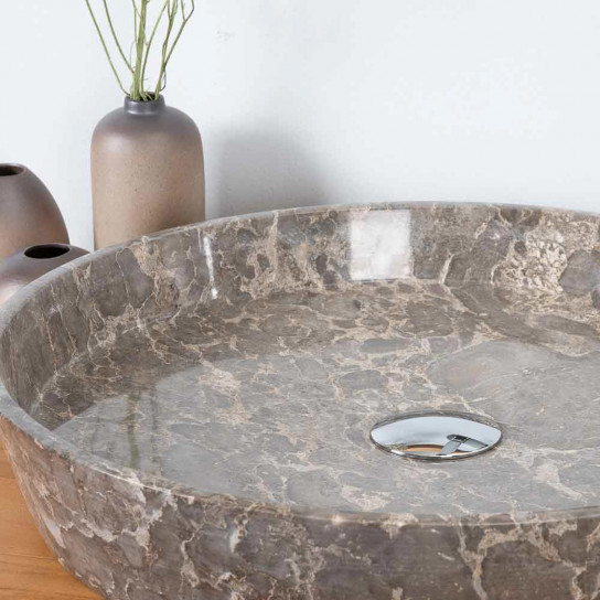 Vasque à poser en marbre pour salle de bain Malo gris 45cm
