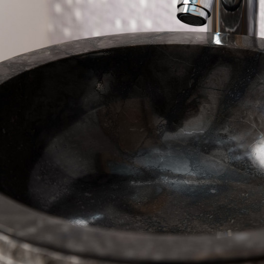 Vasque à poser en pierre marbre Vésuve noir 35cm