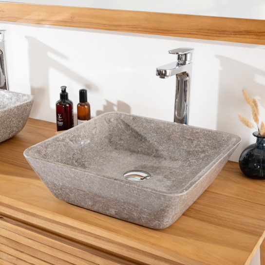Vasque carré à poser salle de bain Carmen 40cm grise