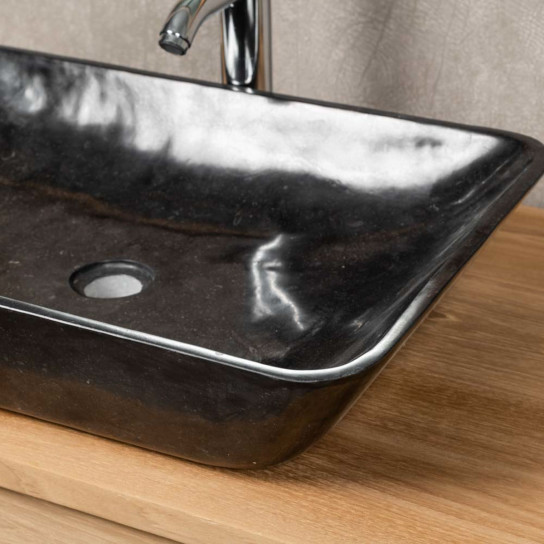 Vasque de salle de bain à poser en marbre Carmen 60 cm noir