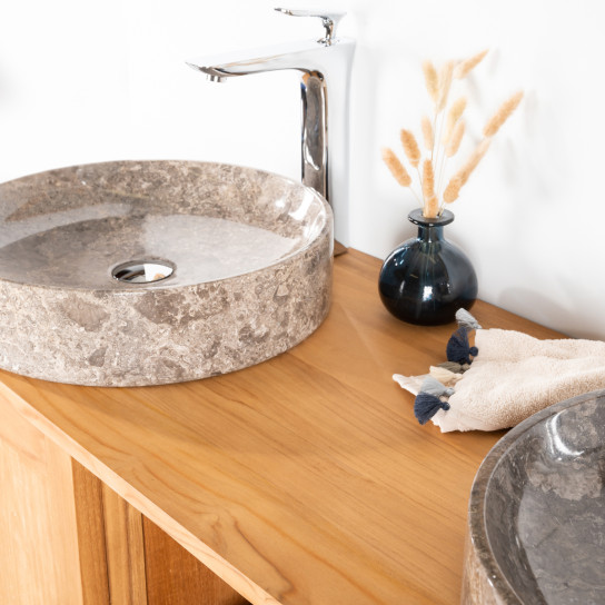 Vasque de salle de bain à poser en marbre Mino grise