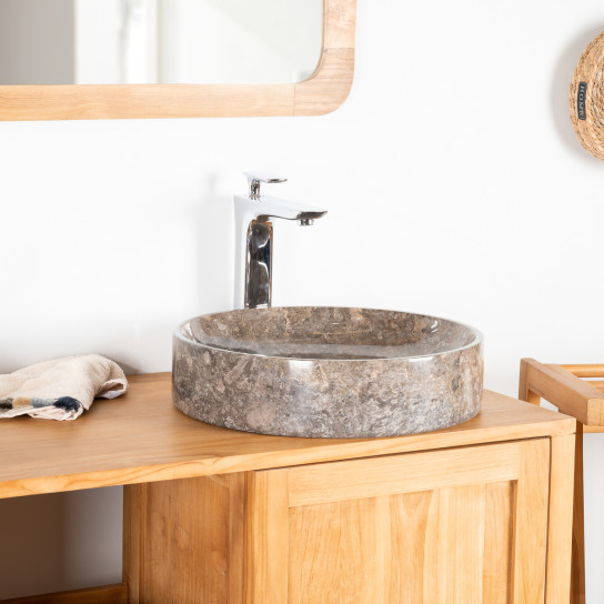 Vasque de salle de bain à poser en marbre Mino grise