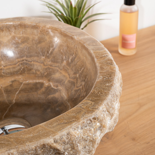Vasque de salle de bain à poser en pierre Onyx 30-35 cm