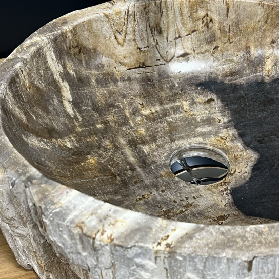 Vasque de salle de bain en bois pétrifié fossilisé 45 cm