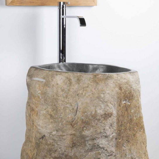 Vasque de salle de bain sur pied en pierre de rivière