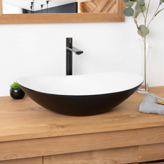Vasque en céramique blanc et noir Jaxon 60cm