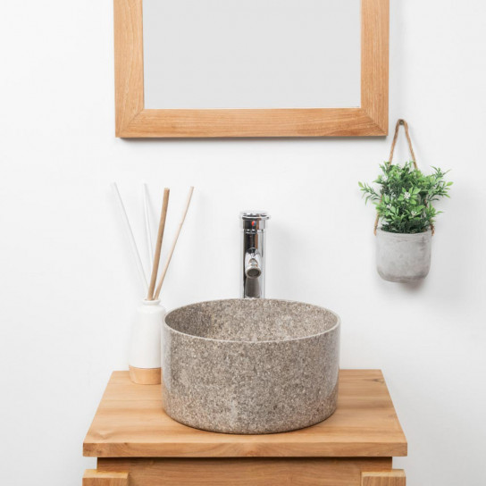 Vasque en marbre ronde pour salle de bain Ulysse 30 cm gris