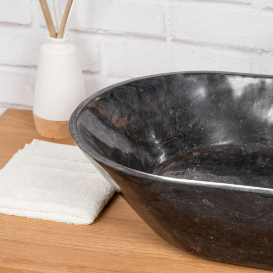 Vasque en marbre salle de bain Eve noire 60cm