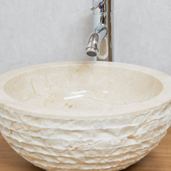 Vasque ronde à poser en pierre Vésuve crème 35cm