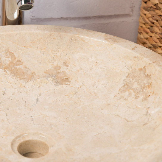 Vasque ronde Barcelone en marbre à poser colori crème - diametre 45