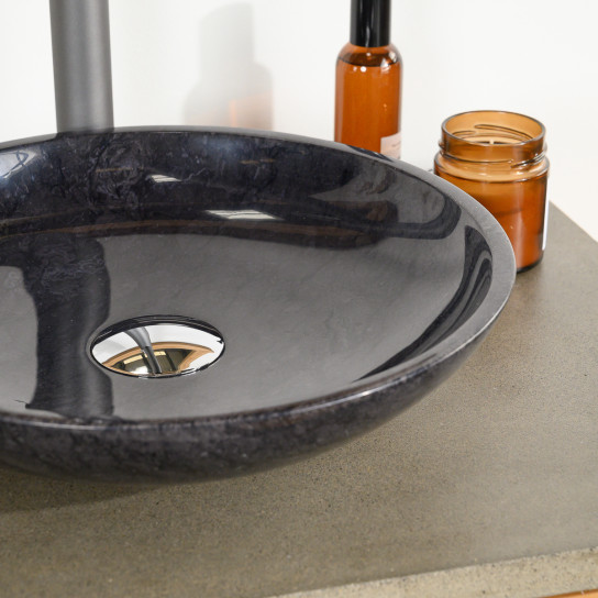 Vasque ronde en marbre à poser Lysom 35cm noir