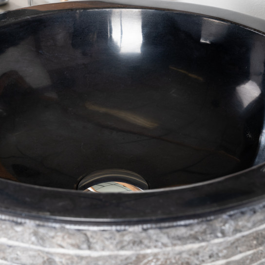 Vasque ronde en pierre à poser Vésuve noir 40cm