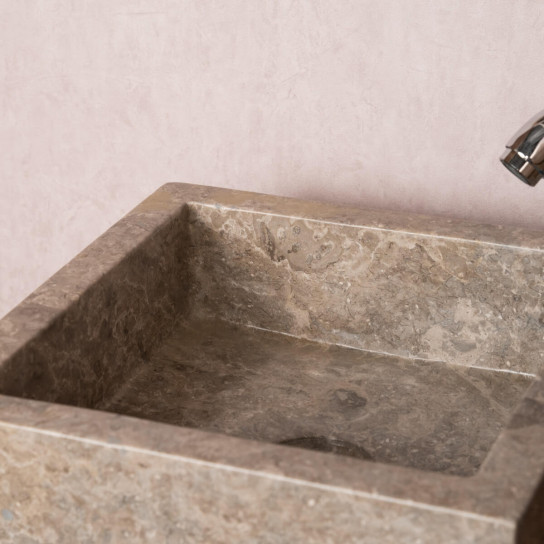 Vasque salle de bain à poser en marbre Milan gris 30cm