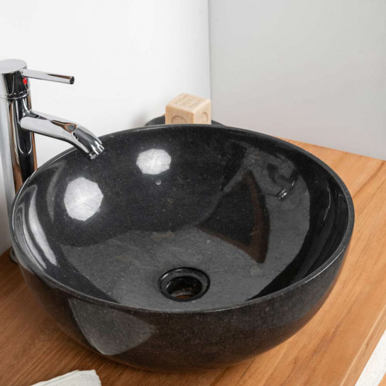 Vasque salle de bain à poser en marbre noir Léa 40 cm