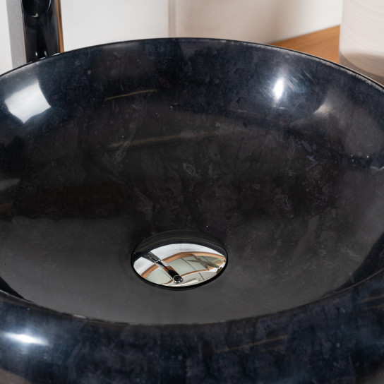 Vasque salle de bain à poser en marbre Venise noir 40cm