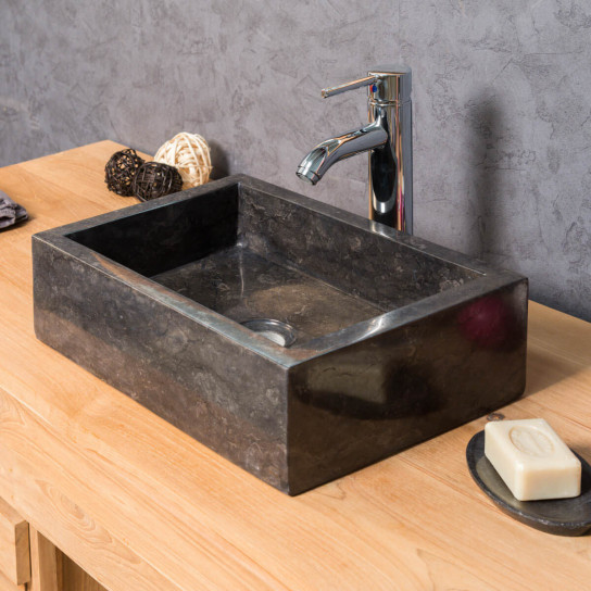 Vasque salle de bain à poser Milan rectangle 30cm x 40cm noir