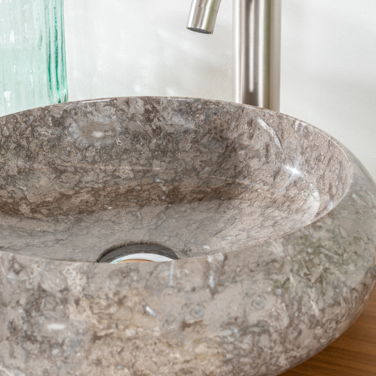 Vasque salle de bain à poser Venise gris taupe 40cm