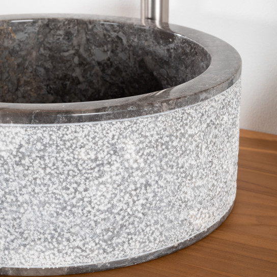 Vasque salle de bain en marbre Elbe gris 40cm