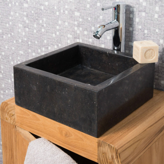 Vasque salle de bain en marbre Milan noir 30cm