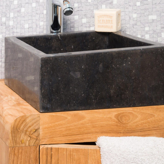 Vasque salle de bain en marbre Milan noir 30cm