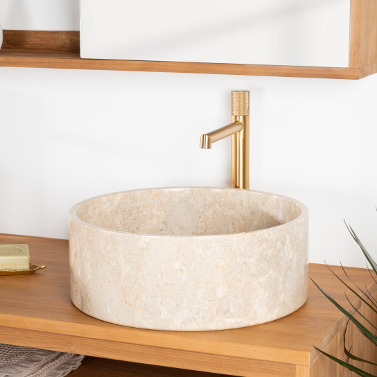 Vasque salle de bain en marbre Ulysse 40 cm crème