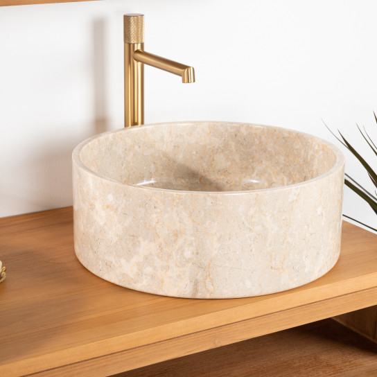Vasque salle de bain en marbre Ulysse 40 cm crème