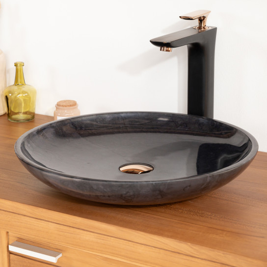 Vasque salle de bain ronde à poser Lysom 45cm noir
