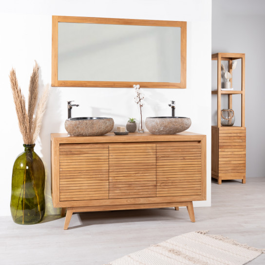 Solid Wood Teak Vanity Unit Double, Solid Wood Double Bathroom Vanity Units