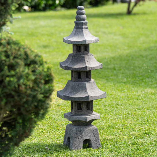 Lava Stone Garden Lamp Natural 110 Cm, Japanese Stone Garden Ornaments Uk