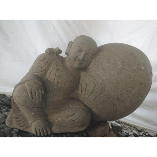 Zen shaolin monk stone outdoor garden statue 1 m