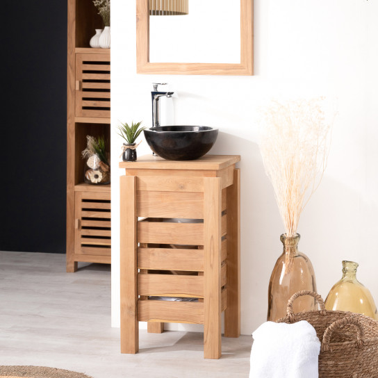 Zen small teak bathroom vanity unit 40 cm