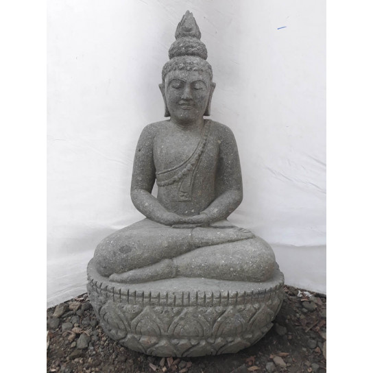 Zen sukothai buddha volcanic rock statue offering 1 m