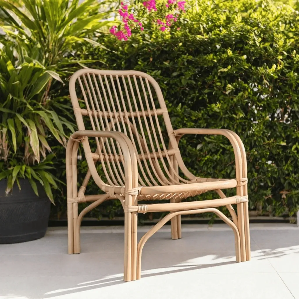 Fauteuil en rotin naturel pour terrasse ou véranda