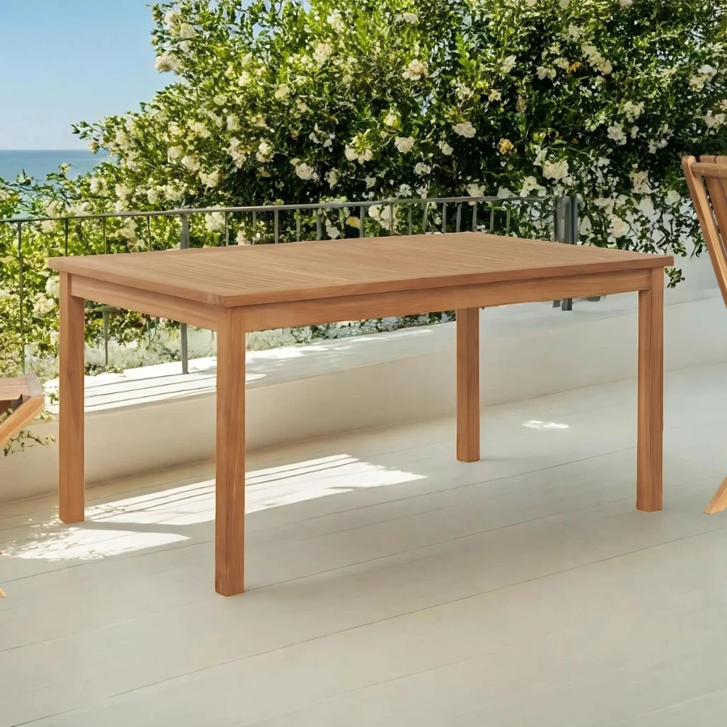 Table de jardin rectangulaire en teck massif 150 cm – modèle Frida