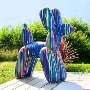 Statue chien ballon multicolore design pour jardin contemporain