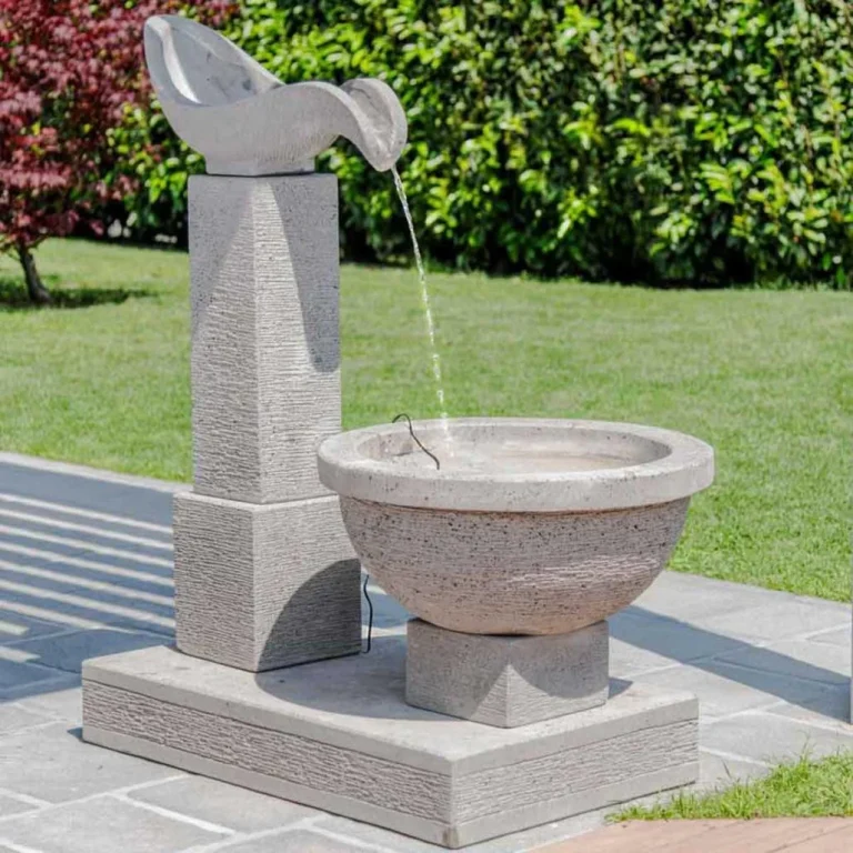 Fontaine de jardin cascade 120 cm avec colonne et bassin rond