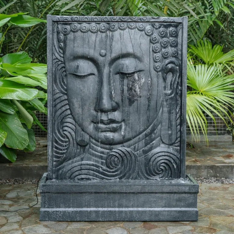 Mur d’eau extérieur visage de Bouddha effet pierre 155 cm