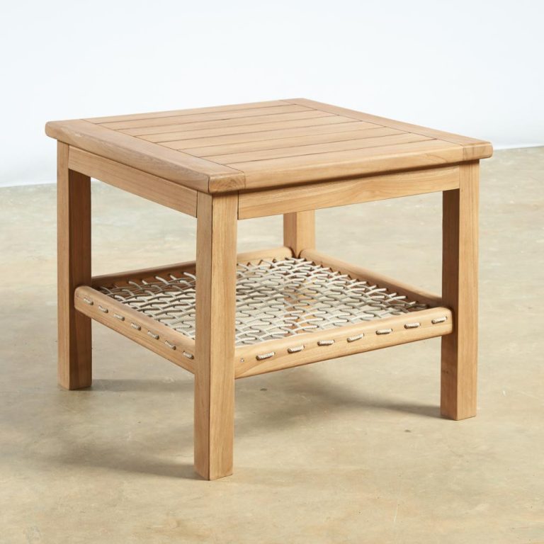 Table basse de jardin carrée en teck Leina 60 cm
