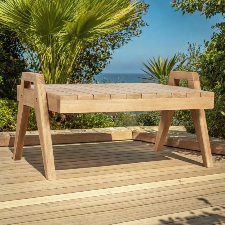 Table basse de jardin rectangulaire en teck massif Axel pour terrasse